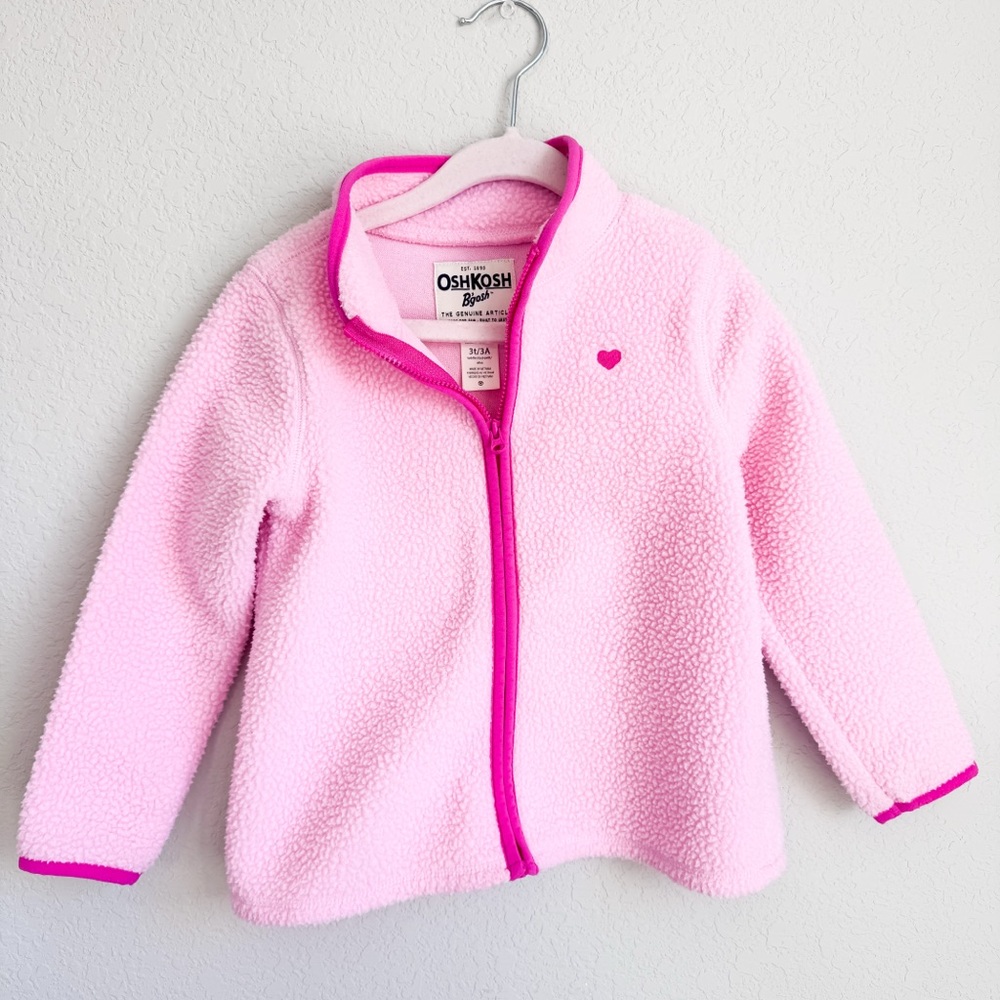 OshKosh B’gosh Pink Sherpa Fleece Zip Jacket Kids 3T